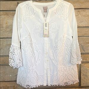 Chico's White Lace Detail Women's Top